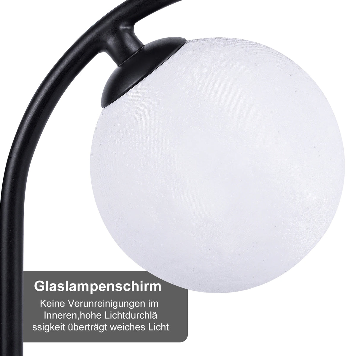 Lampadaire noir à deux globes en verre opalin, 160 cm, LED G9