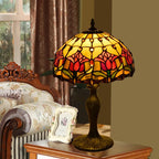 Lampe de table Tiffany 30 cm en vitrail, tulipes, roses ou colibri