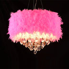 Lustre en plumes blanches ou roses à pampilles, Ø 40 à 60cm