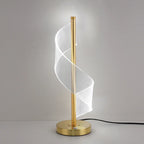 Lampe de table LED spirale en acrylique sur tige dorée, 34 cm