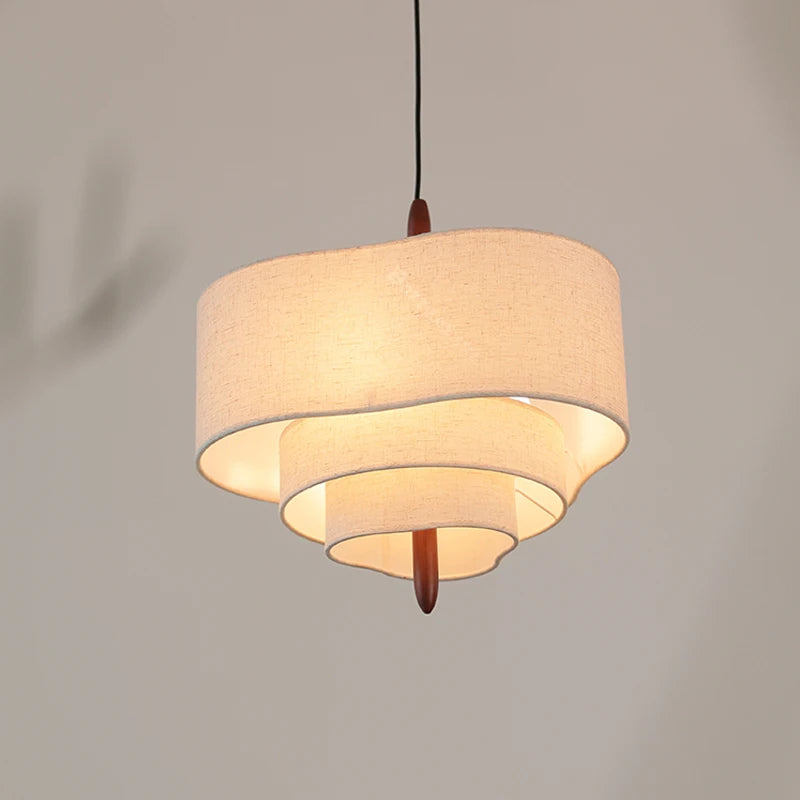 Lustre en tissu effet lin à trois étages, Ø 45, 58 ou 70 cm