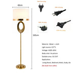 Lampadaire doré à anneau ovale ajouré et abat-jour tambour, 165 cm