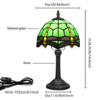 Lampe de chevet Tiffany en vitrail, libellule, paon ou morse, 20 cm