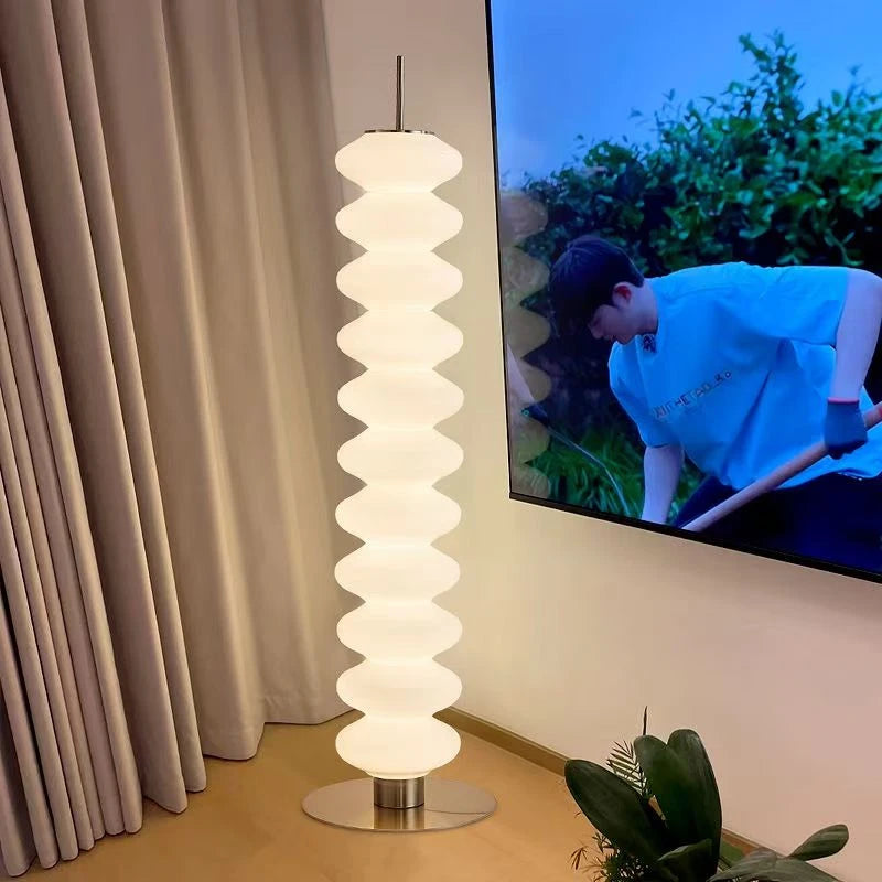 Lampadaire colonne blanc ondulé en acrylique, LED, 154 cm