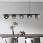 Lustre noir à disques de verre fumé, barre ou couronne LED