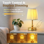Lampe de chevet sans fil dorée à abat-jour plissé, ampoule E12