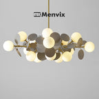 Lustre à pétales colorés et globes opalins, de 8 à 15 lumières