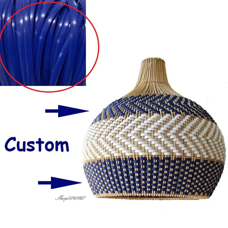 Suspension en rotin bicolore à chevrons, douze coloris, Ø 30 à 60 cm