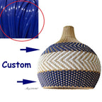 Suspension en rotin bicolore à chevrons, douze coloris, Ø 30 à 60 cm