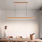 Suspension LED barre en bois massif, 80 à 120 cm, noyer ou naturel
