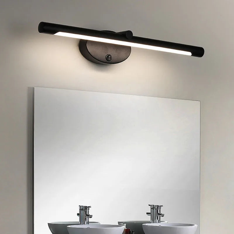 Applique murale LED tube sur platine ovale, interrupteur intégré