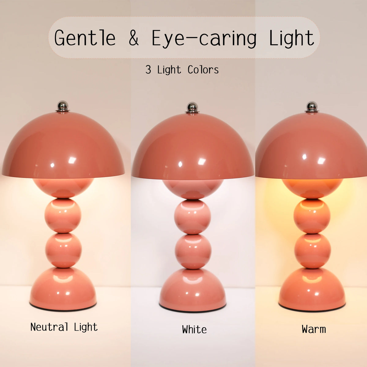 Lampe champignon rétro à pied en sphères, sans fil et tactile