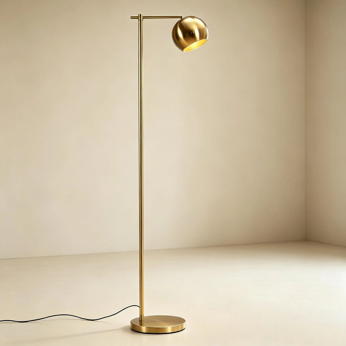 Lampadaire de lecture à globe cuivré ou noir, tige fine, 160 cm