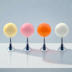 Lampe boule en verre opalin sur pied chromé, tactile, 26 cm