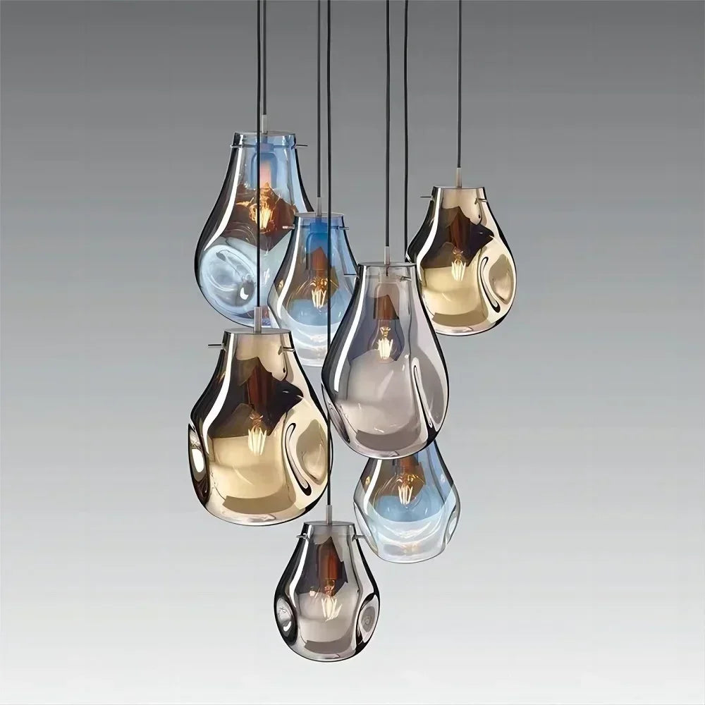 Suspension en verre bosselé façon goutte, Ø 20 cm, cinq teintes