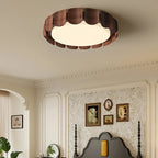 Plafonnier à pétales en bois ton noyer Ø 50 cm, LED trois teintes