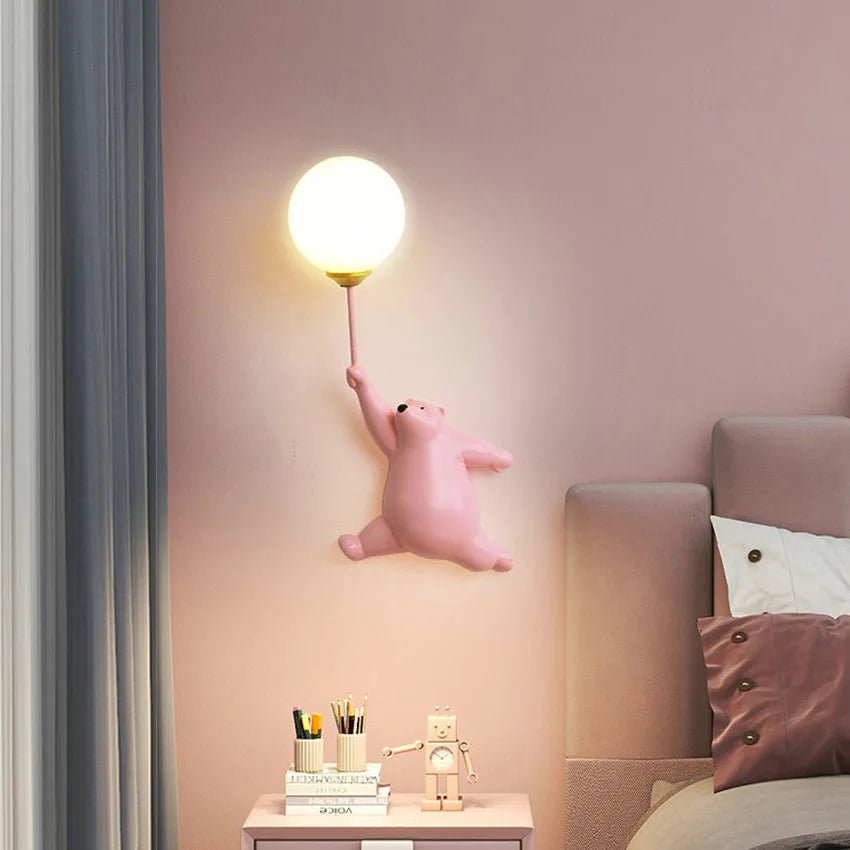 Applique murale ourson et globe pour chambre d'enfant, LED G9