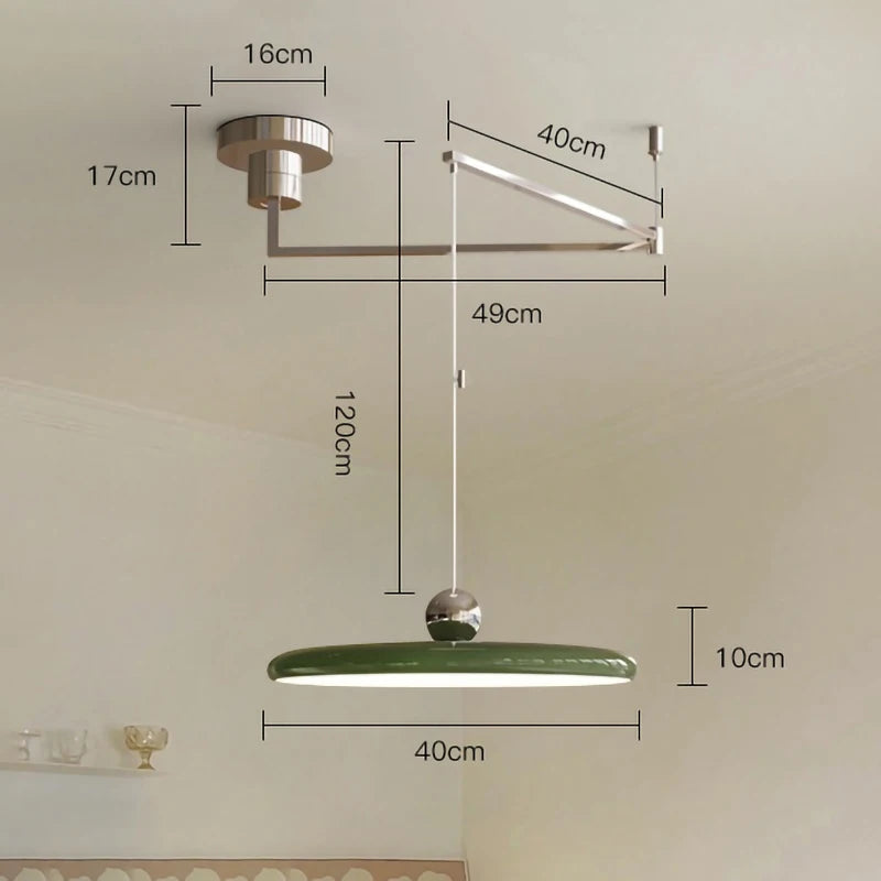 Suspension déportée à disque LED de 40 cm et bras pivotant, 6 coloris