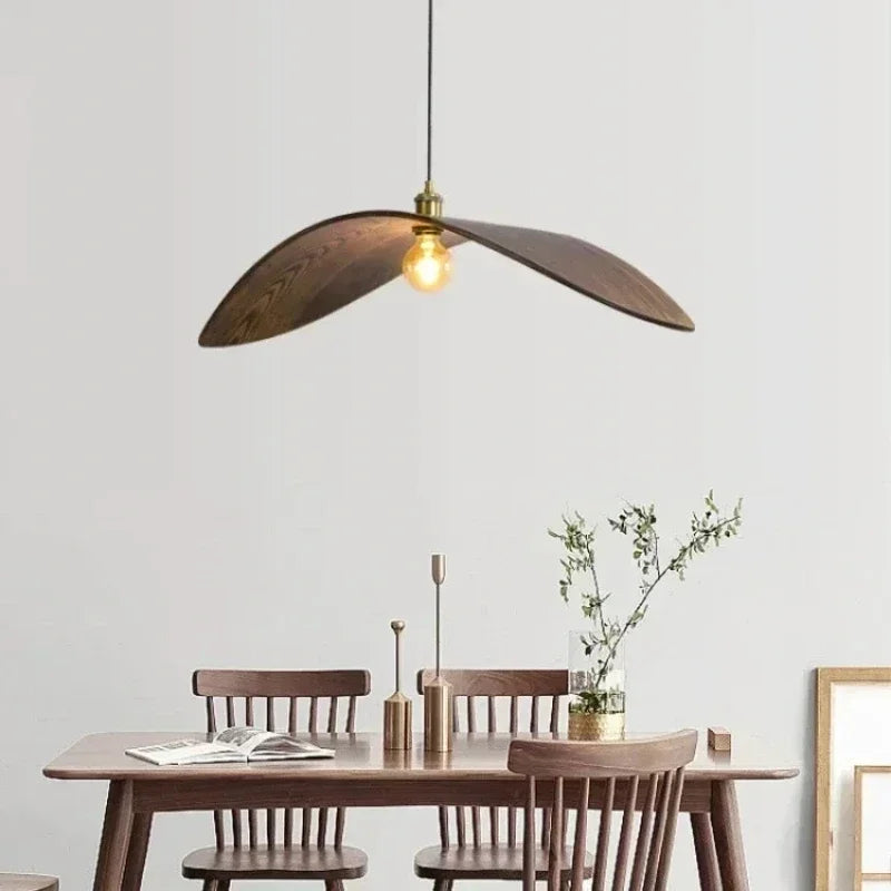 Suspension feuille en bois teinte noyer, simple, double ou triple