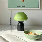 Lampe champignon en verre coloré sur pied cloche noir, câble USB