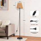Lampadaire en rotin tressé à l'unité ou par deux, pied fin 140 cm