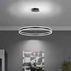 Suspension anneau LED de 30 à 80 cm, doré, blanc, noir ou marron