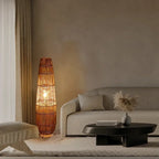 Lampadaire lanterne en rotin tressé à chevrons, 92 cm ou à poser
