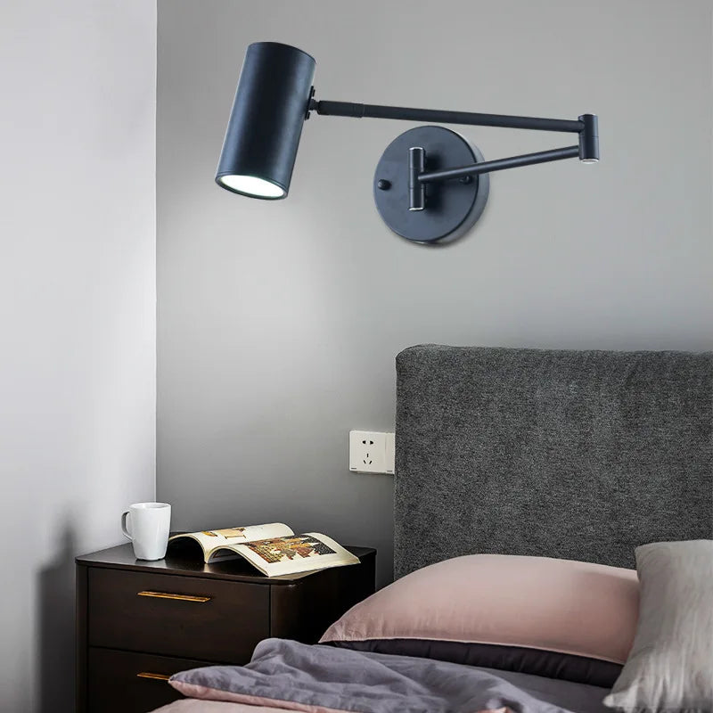 Applique liseuse LED à bras pliant, spot cylindre ou cône orientable