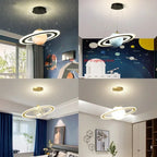 Suspension planète à anneau lumineux, chambre d'enfant, Ø 45 cm