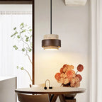Lustre en pierre et bois foncé, 1 à 4 lumières LED, blanc chaud
