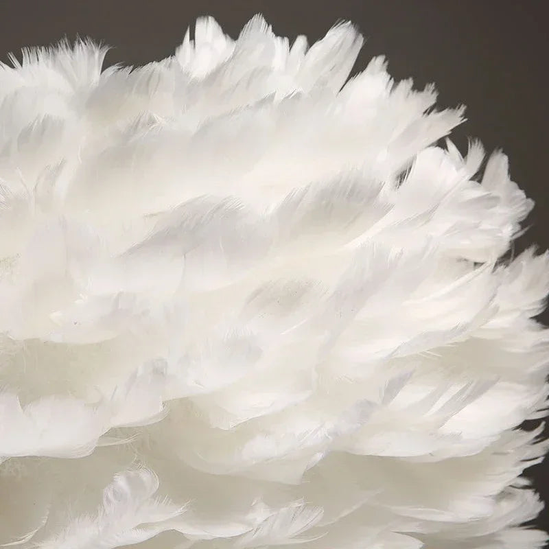 Lustre tambour en plumes à pampilles, blanc, rose ou rouge foncé