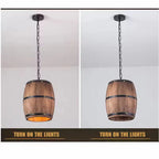 Suspension tonneau en bois cerclé de fer, douille E27, esprit bar