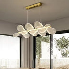 Lustre LED anneau doré à pétales en acrylique transparent