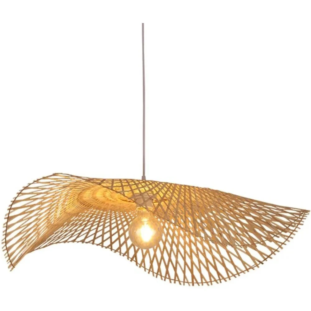 Suspension capeline en bambou tressé pour salon, Ø 45 ou 55 cm