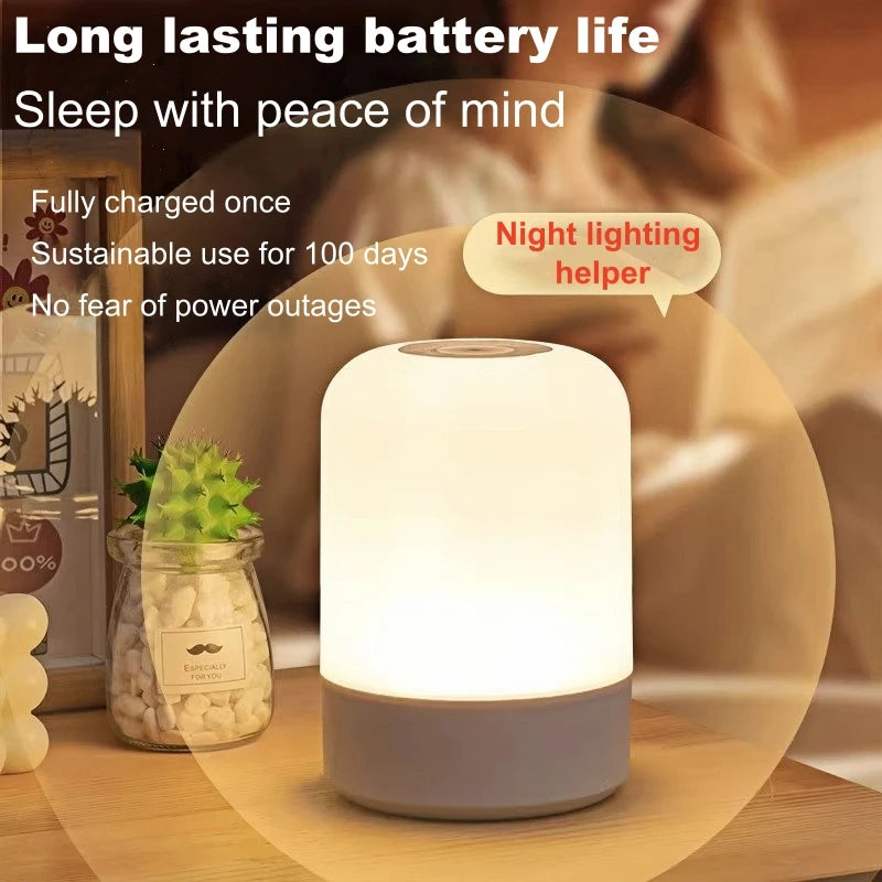 Veilleuse de chevet tactile 360°, version branchée ou rechargeable