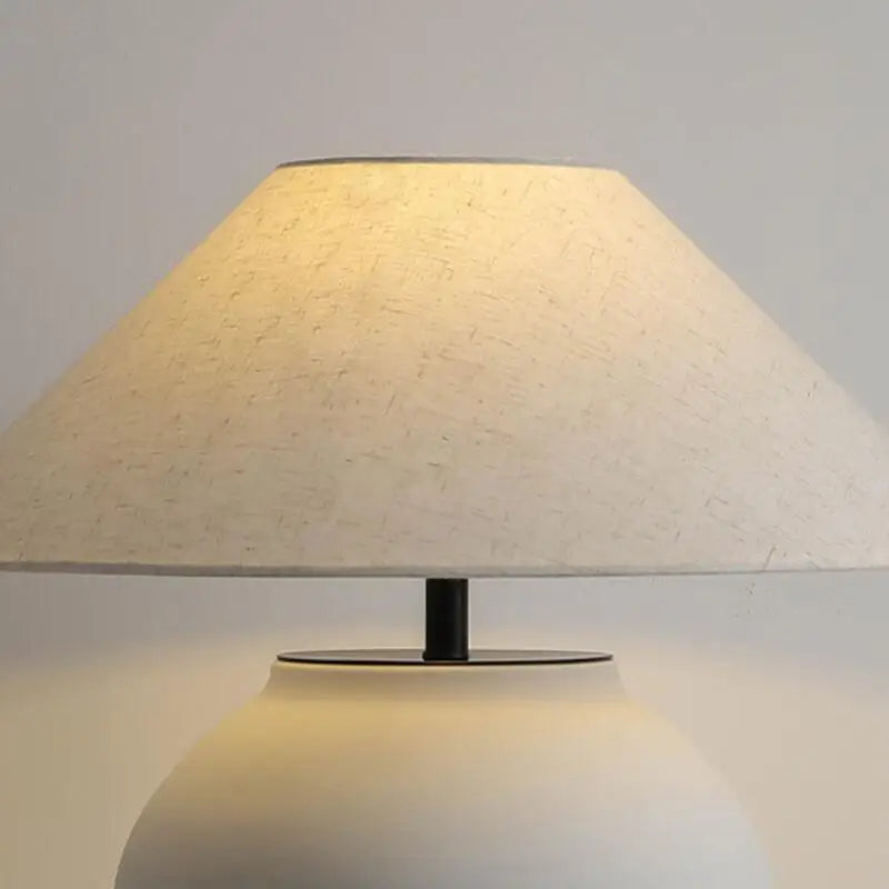 Lampe à poser en céramique mate style japonais, abat-jour conique