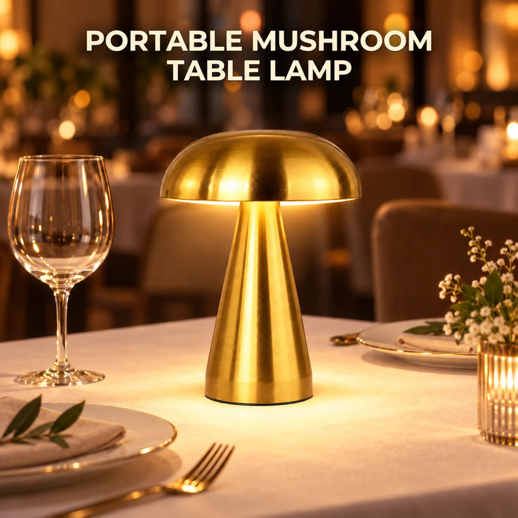 Lampe champignon en métal et acrylique sans fil, H 21 cm