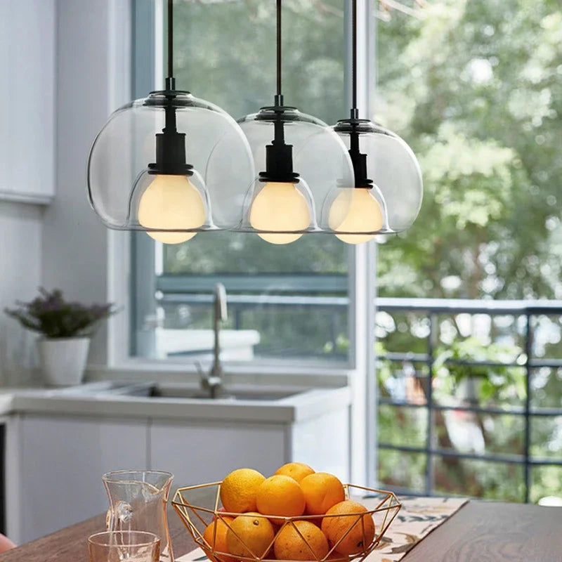 Suspension cloche en verre fumé, transparent ou ambré