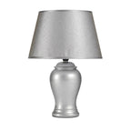 Lampe de chevet en céramique argentée, abat-jour en tissu, 39 cm