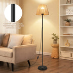 Lampadaire en rotin tressé à l'unité ou par deux, pied fin 140 cm