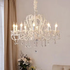 Lustre en cristal à bougies, blanc ou doré, de 6 à 12 lumières E14