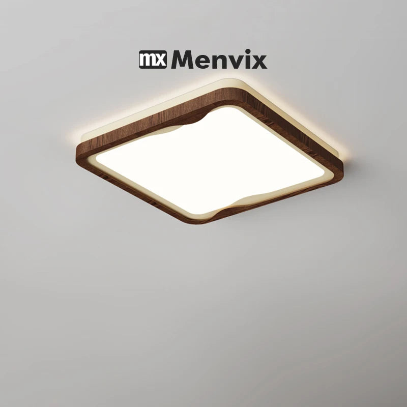 Plafonnier LED extra-plat effet bois, carré ou rond de 50 cm, 48 W