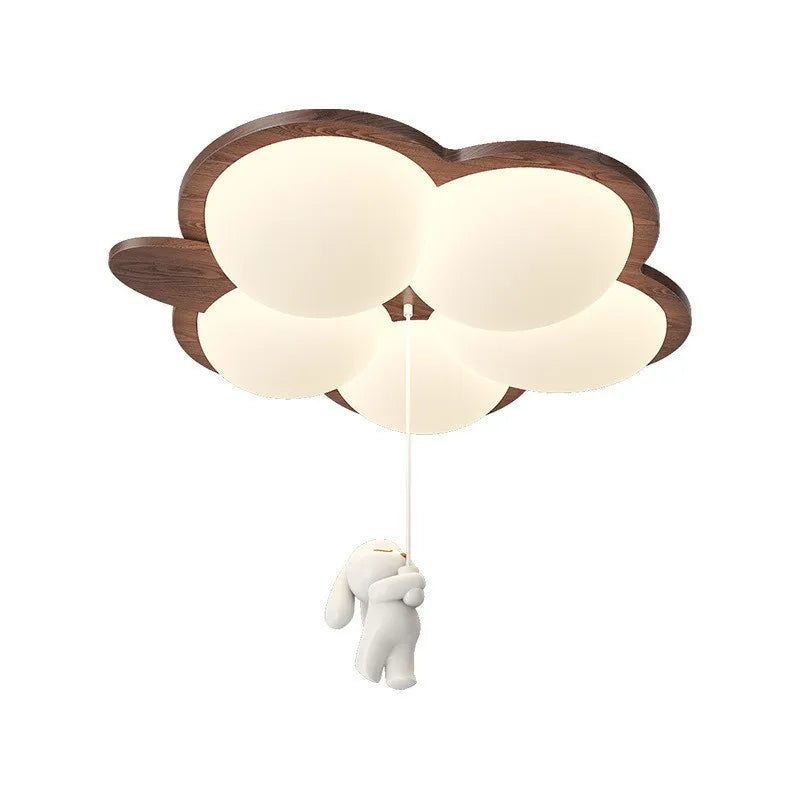 Plafonnier nuage de ballons et lapin suspendu pour chambre d'enfant