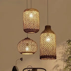 Lustre en osier noué en filet, 12 formes de Ø 15 à 40 cm