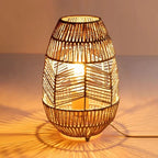Lampadaire lanterne en rotin tressé à chevrons, 92 cm ou à poser