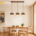 Lustre barre en pierre et bois pour îlot, LED 3000K, 4000K ou 6000K