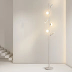 Lampadaire noir à trois boules et trois spots orientables, 158 cm