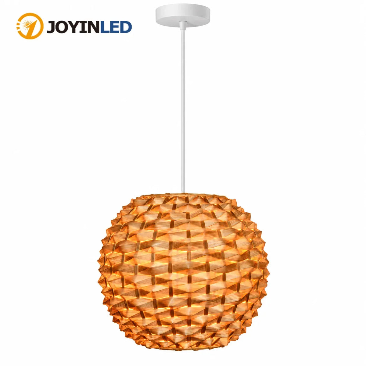 Suspension boule en bambou tressé à grosses mailles, Ø 30 x H 26 cm