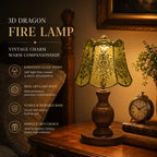 Lampe de chevet vintage sans fil, abat-jour en verre ciselé floral