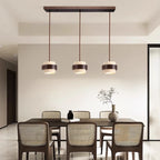 Lustre en pierre et bois foncé, 1 à 4 lumières LED, blanc chaud